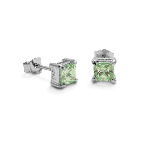 3mm 0.20 Carat Princess Cut CZ August Birthstone Earring | Wholesale Sterling Silver Jewelry | Alternate