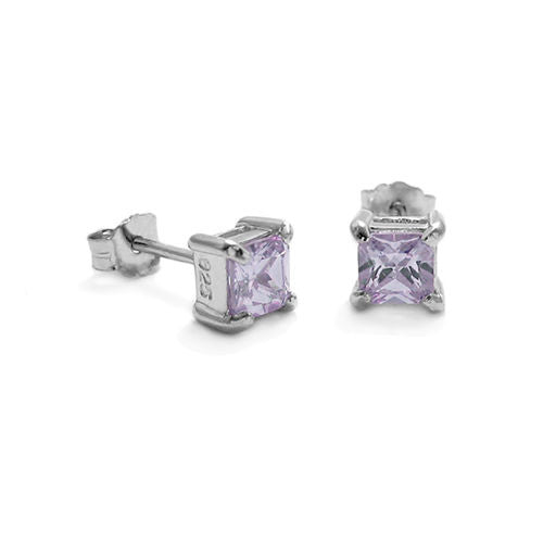 3mm 0.20 Carat Princess Cut CZ June Birthstone Earring | Wholesale Sterling Silver Jewelry | Alternate
