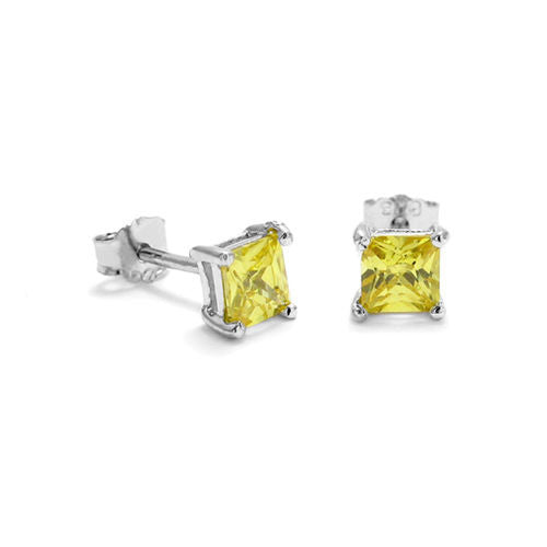 3mm 0.20 Carat Princess Cut CZ November Birthstone Earring | Wholesale Sterling Silver Jewelry | Alternate