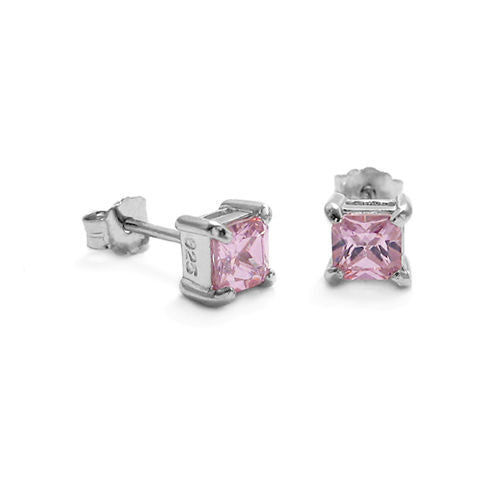 3mm 0.20 Carat Princess Cut CZ October Birthstone Earring | Wholesale Sterling Silver Jewelry | Alternate