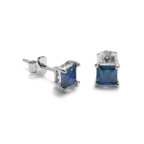 3mm 0.20 Carat Princess Cut CZ September Birthstone Earring | Wholesale Sterling Silver Jewelry | Alternate
