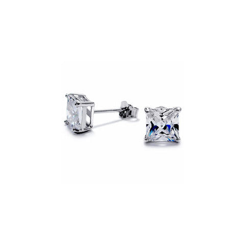3mm Princess Cut Square 0.25 Carat CZ Post Stud Earrings | Wholesale Sterling Silver Jewelry | Main