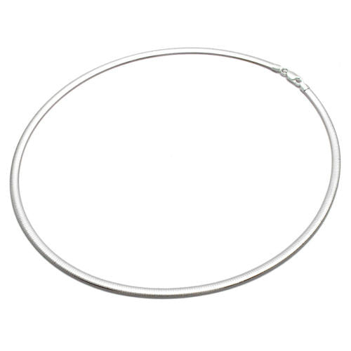 Sterling Silver Domed Reversible Gold and Silver Omega Necklace 3mm. Available in 2 Lengths.