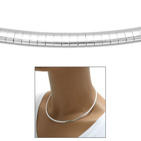 Sterling Silver Domed Omega Chain Necklace 3mm. Available in 5 Lengths.