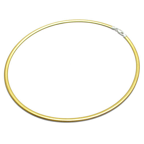 Sterling Silver Domed Reversible Gold and Silver Omega Necklace 3mm. Available in 2 Lengths.