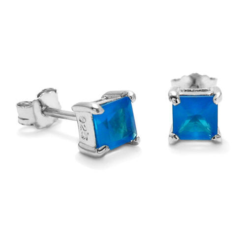 4mm 0.40 Carat Princess Cut CZ December Birthstone Earring | Wholesale Sterling Silver Jewelry | Alternate