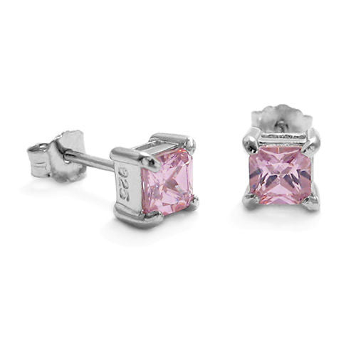 4mm 0.40 Carat Princess Cut CZ October Birthstone Earring | Wholesale Sterling Silver Jewelry | Alternate