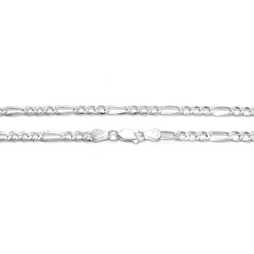 Exquisite 4mm/120 Gauge Pave Cut Figaro Link Chain Necklace | Wholesale 925 sterling silver jewelry | Alternate