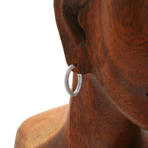 4mm Popcorn Style Round Hoop Post Earrings | Wholesale Sterling Silver Jewelry | Alternate