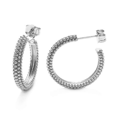 4mm Popcorn Style Round Hoop Post Earrings | Wholesale Sterling Silver Jewelry | Main