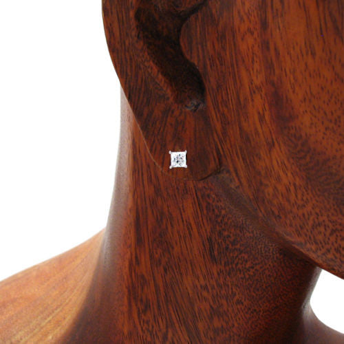 4mm Princess Cut Square 0.50 Carat CZ Post Stud Earrings | Wholesale Sterling Silver Jewelry | Alternate