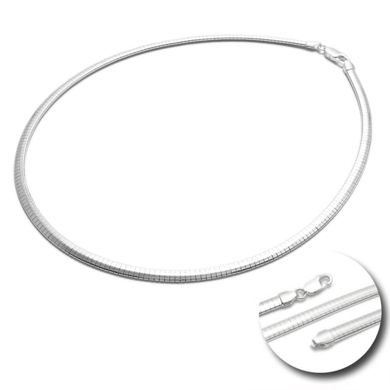 Buy 925 Sterling Silver Italian 3mm Omega Necklace,Italian Silver Chain  Necklace,Birthday Gifts For Women 16 Inches at ShopLC.