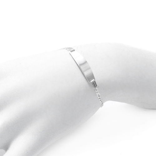 Classy Engravable Figaro Link Child's I.D. Bracelet - 5.5 Inch (2mm) | Wholesale 925 Sterling Silver Jewelry | Alternate