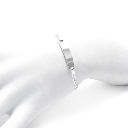 Classy Engravable Figaro Link Child's I.D. Bracelet - 5.5 Inch (3mm) | Wholesale 925 Sterling Silver Jewelry | Alternate