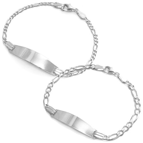 Classy Engravable Figaro Link Child's I.D. Bracelet - 5.5 Inch | Wholesale 925 Sterling Silver Jewelry | Main
