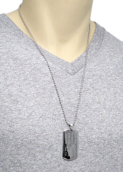 2" (50mm) engravable dog tag with ball chain | Wholesale 316L Stainless Steel Jewelry | Alternate photo