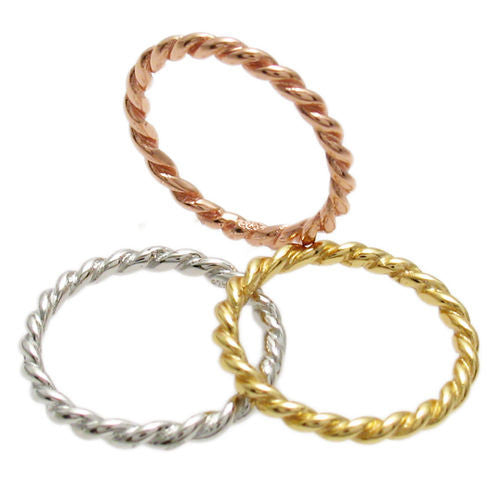 Thin twisted cable ring in 14K gold plated sterling silver. All colors. Wholesale Sterling Silver Rings.