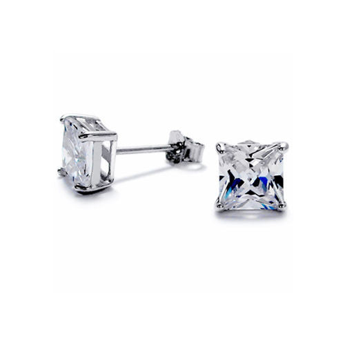 5mm Princess Cut Square 0.75 Carat CZ Post Stud Earrings | Wholesale Sterling Silver Jewelry | Main