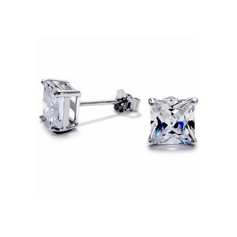 5mm Princess Cut Square 0.75 Carat CZ Post Stud Earrings | Wholesale Sterling Silver Jewelry | Main