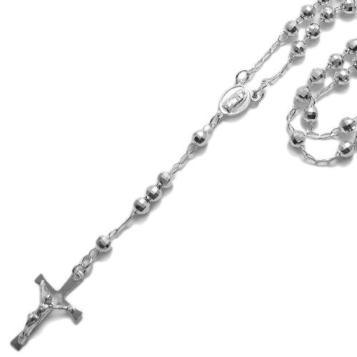 Wonderful 6mm Faceted Beads Rosary Necklace - 2 Lengths | Wholesale 925 Sterling Silver Pendant - Jewelry | Alternate