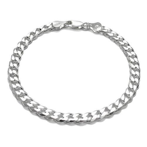 Beautiful Sterling Silver Cuban Link Chain Bracelet in 5mm (Gauge 150)  width. Available in 7 and 8 Lengths.