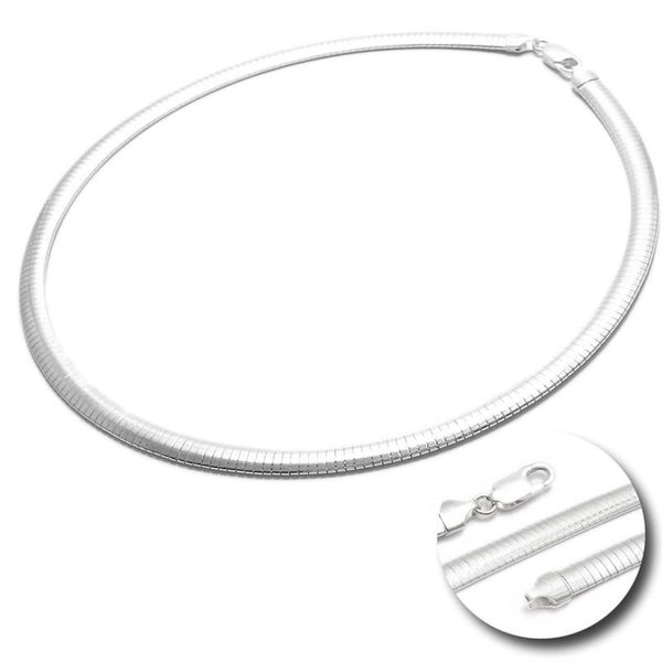 Sterling Silver Domed Omega Chain Necklace 6mm. Available in 3 Lengths.
