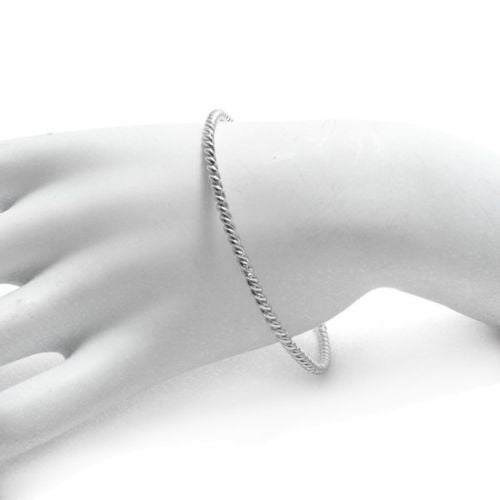 Elegant 7" Twisting Rope Bangle Bracelet | Wholesale 925 Sterling Silver Jewelry | Alternate