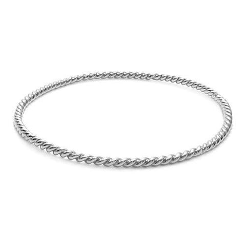 Elegant 7" Twisting Rope Bangle Bracelet | Wholesale 925 Sterling Silver Jewelry | Main