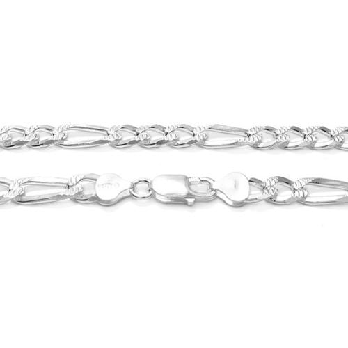 Exquisite 7mm/200 Gauge Pave Cut Figaro Link Chain Necklace | Wholesale 925 sterling silver jewelry | Alternate