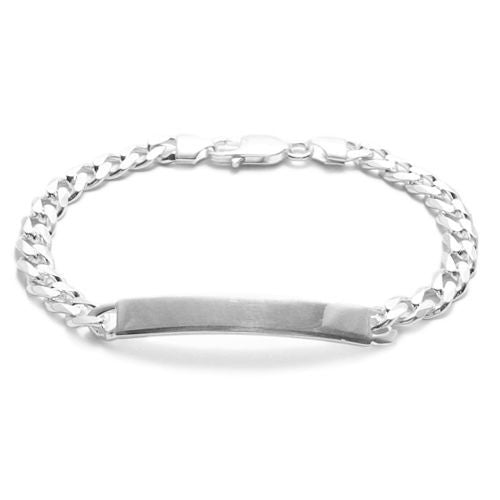 7mm (180 Gauge) Cuban link ID bracelet w. engravable plate | Wholesale 925 Sterling Silver Jewelry | Item photo