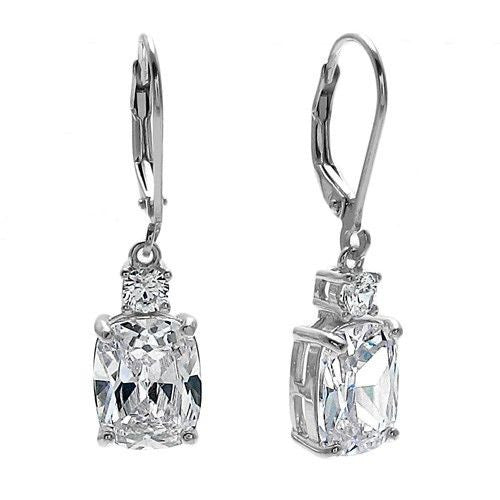8.0 carat total weight clear CZ latch back earrings | Wholesale 925 Sterling Silver Jewelry | Item photo