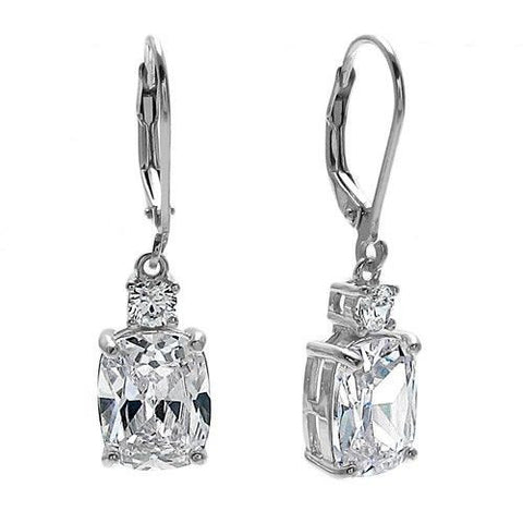 8.0 carat total weight clear CZ latch back earrings | Wholesale 925 Sterling Silver Jewelry | Item photo