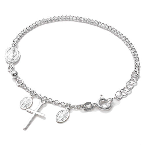 Genuine Round Rose Quartz Sterling Silver Rosary Bracelet 4mm | HMH  Religious