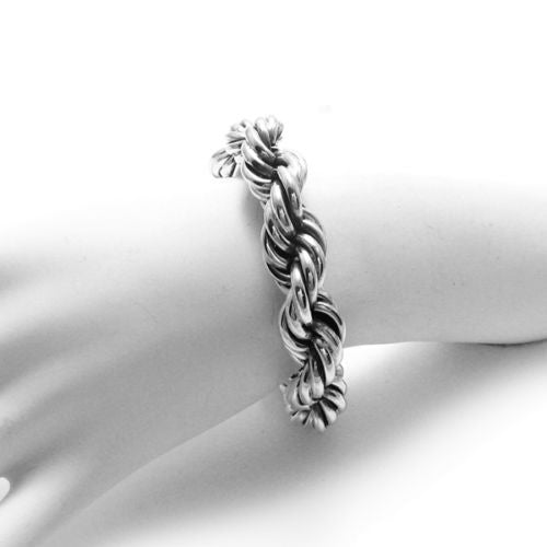 Stunning Wide Braided Twist Rope Bracelet - 8.75 Inch | Wholesale 925 Sterling Silver Jewelry | Alternate
