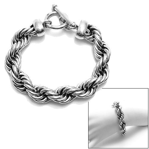 Stunning Sterling Silver Wide Braided Twist Rope Bracelet
