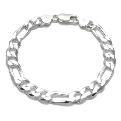 Stylish 8mm (200 Gauge) Figaro link chain bracelet | Wholesale 925 Sterling Silver Jewelry | Item photo