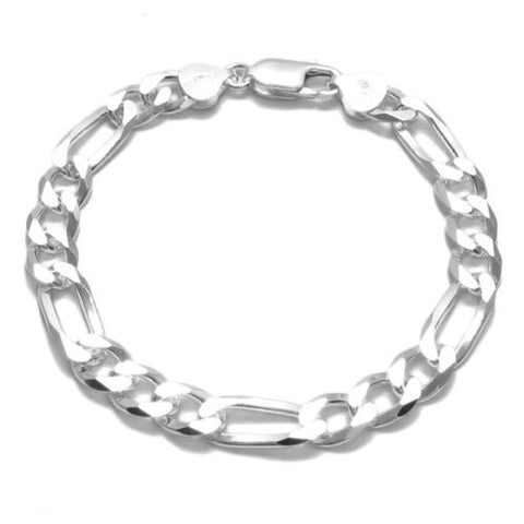 Stylish 8mm (200 Gauge) Figaro link chain bracelet | Wholesale 925 Sterling Silver Jewelry | Item photo