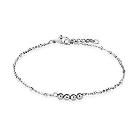 Classy 9"-10" Multi-Bead Chain Anklet | Wholesale 316L Stainless Steel Jewelry