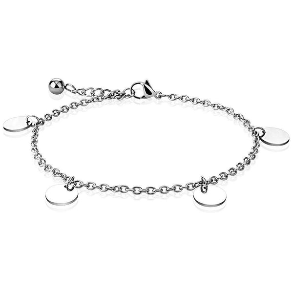 Simplistic 9"-10" Round Charm Anklet | Wholesale 316L Stainless Steel Jewelry