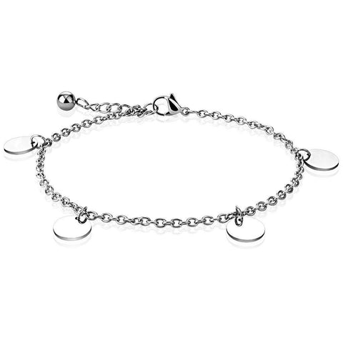 Simplistic 9"-10" Round Charm Anklet | Wholesale 316L Stainless Steel Jewelry