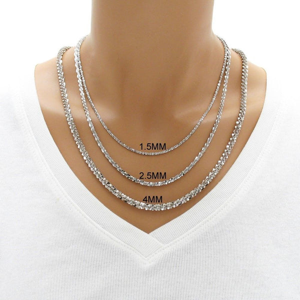 Sterling Silver Rhodium Finish Butterfly Link Necklace in 2.5mm (Gauge 050). Available in 4 Lengths.