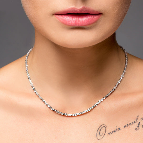 Sterling Silver Rhodium Finish Butterfly Link Necklace in 2.5mm (Gauge 050). Available in 4 Lengths.