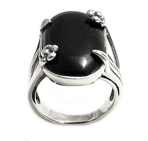 Jewelili Men's Ring with Cushion Black Onyx and Natural White Diamonds in  Black Rhodium over Sterling Silver 1/10 CTTW