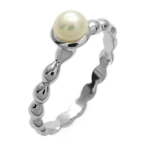Beautiful and Posh Twisted Band Ring with Pearl. Wholesale Sterling Silver Rings. Main photo.