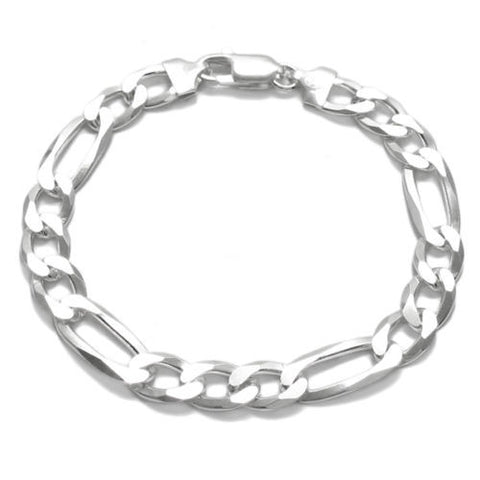 Elegant 9mm (250 Gauge) Figaro link chain bracelet | Wholesale 925 Sterling Silver Jewelry | Item photo