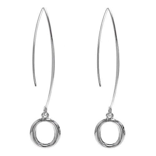 "O" shaped oval earrings on extra long hooks | Wholesale 925 Sterling Silver Jewelry | Main photo