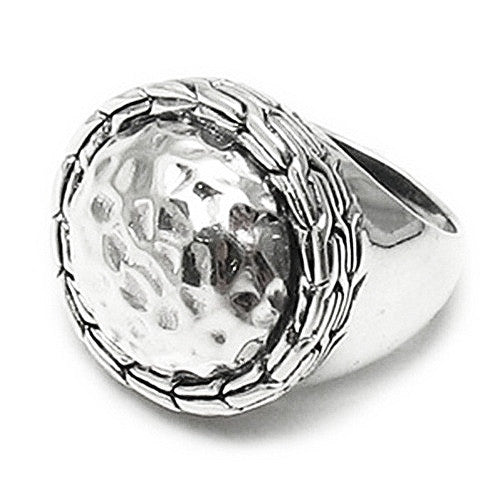 Ball ring with hammered finish, in Balinese wheat basket. Wholesale Sterling Silver Rings. Alternate Photo.