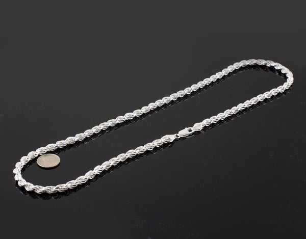 Sterling Silver Diamond Cut Rope Chain Necklace / Bracelet 5.5mm (Gauge 120). Available in 10 Lengths.