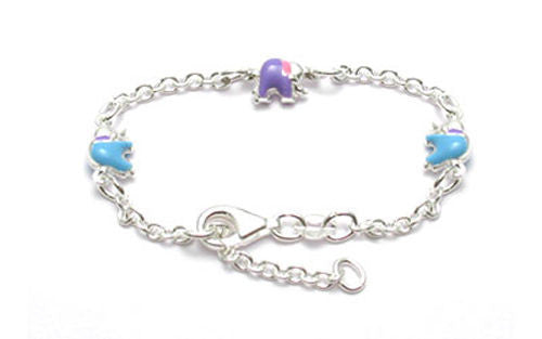 Adjustable Baby Bracelet with Adorable Elephant Charms  | Wholesale 925 Sterling Silver Jewelry