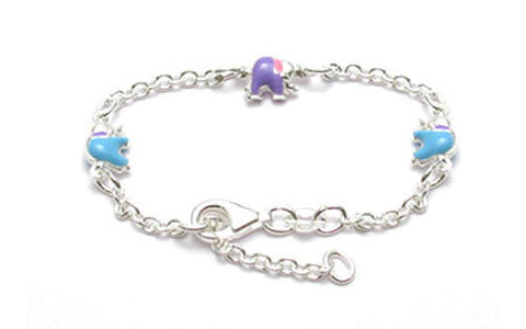 Adjustable Baby Bracelet with Adorable Elephant Charms  | Wholesale 925 Sterling Silver Jewelry